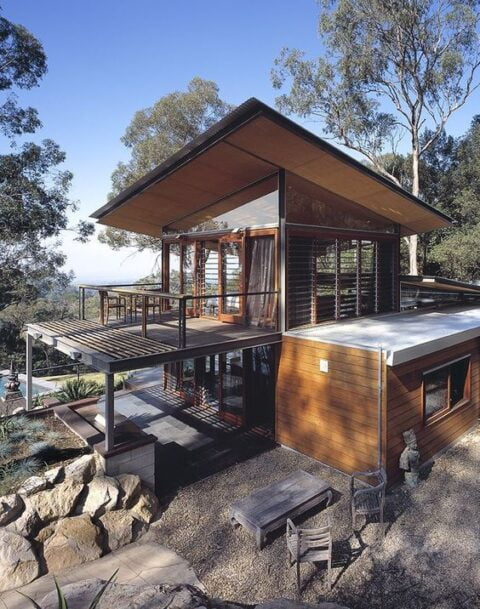 Off-grid tiny house setup in rural Australia