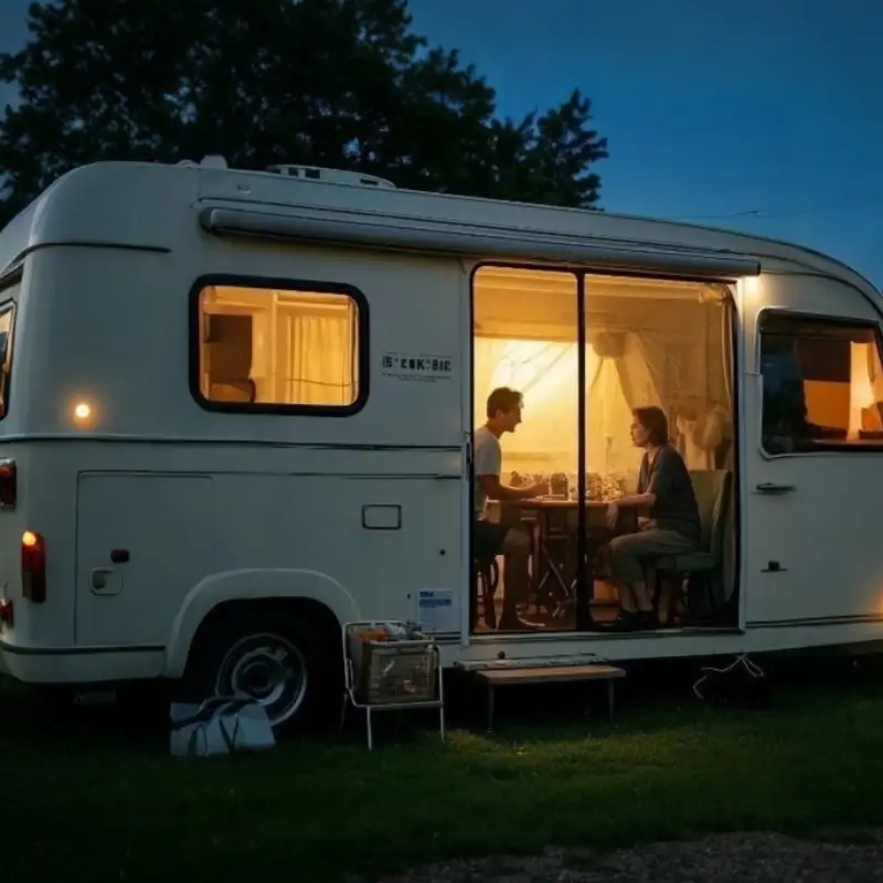 RV in snowy Quebec with provincial insurance tips overlay